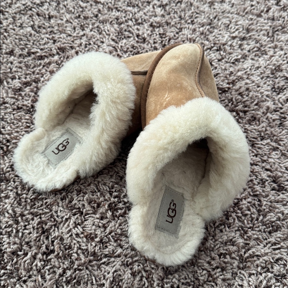 UGG Sheepskin Slippers in Tan and Cream